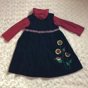 Bonnie Baby Black Corduroy Dress Jumper Ladybug